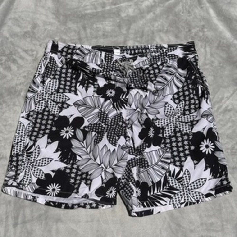 Bugatchi Uomo Mens XXL Swim Trunks Navy White Tropical Floral Board Shorts 7.5in